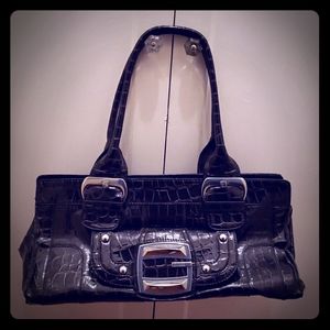 Guess Faux Crocodile Patent Leather Bag